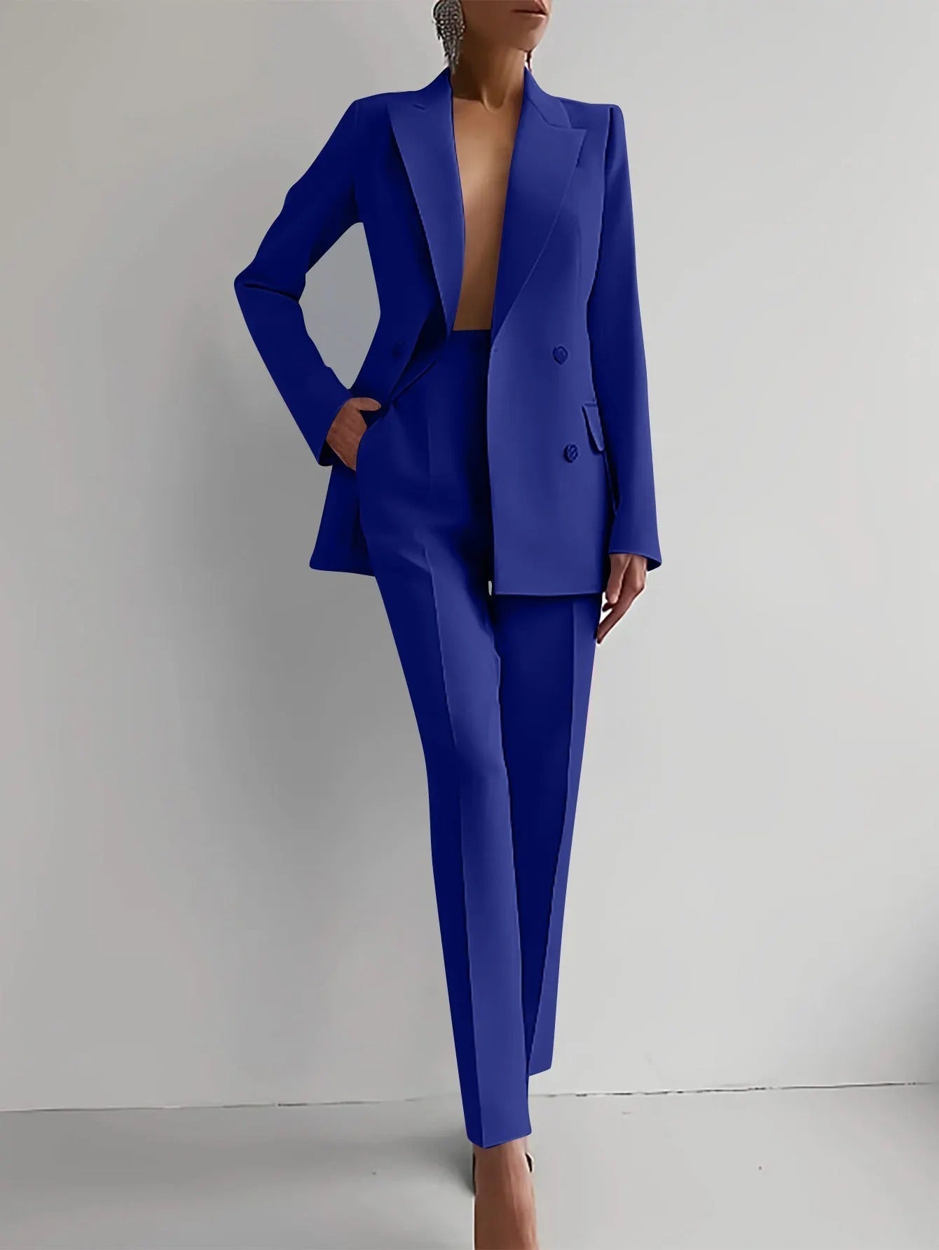 Women's Tailored Two-Piece Blazer and Trouser Suit Set