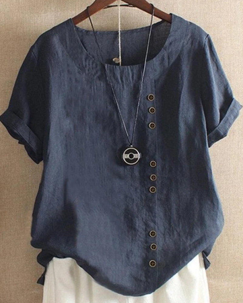 Women's Button-Accent Casual Summer Blouse