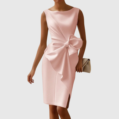 Women's Bow-Accent Sophisticated Midi Dress