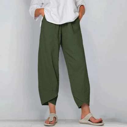 Women's Casual Wide-Leg Cropped Trousers