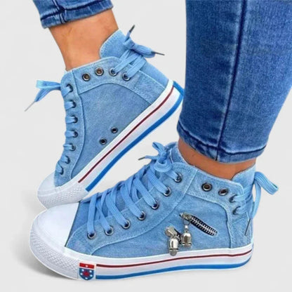 Women's High-Top Denim Canvas Sneakers