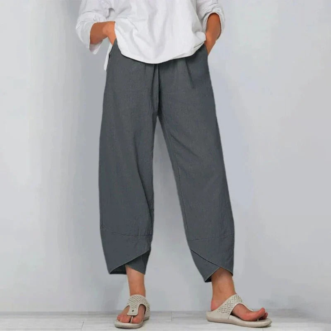 Women's Casual Wide-Leg Cropped Trousers