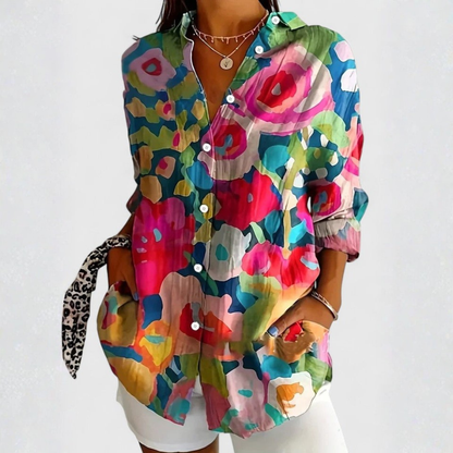Women's Multicolor Floral Button-Down Shirt