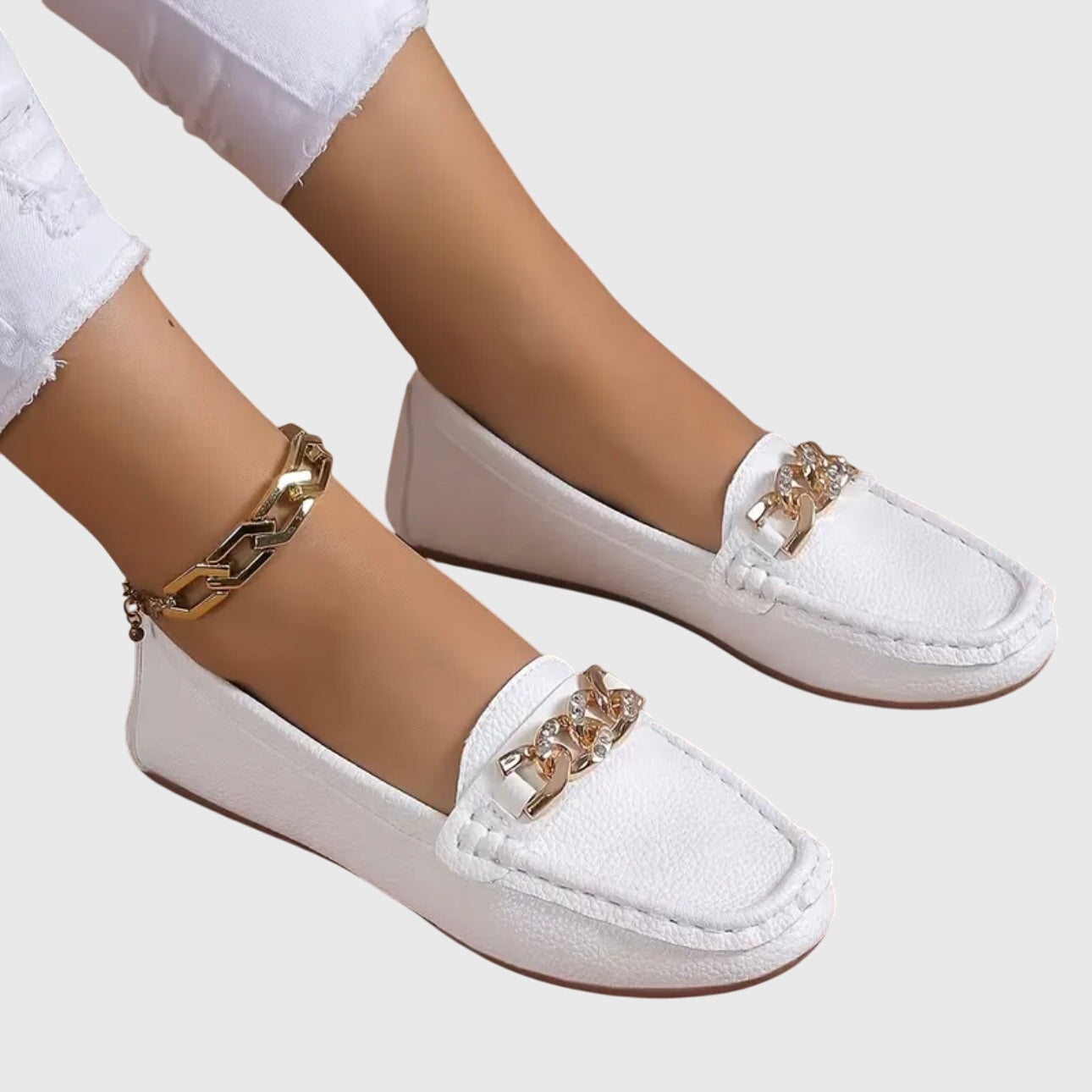 Women's Chain-Embellished Slip-On Loafers