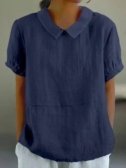 Women's Peter Pan Collar Linen Blouse