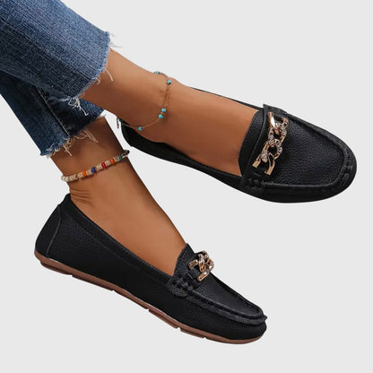 Women's Chain-Embellished Slip-On Loafers