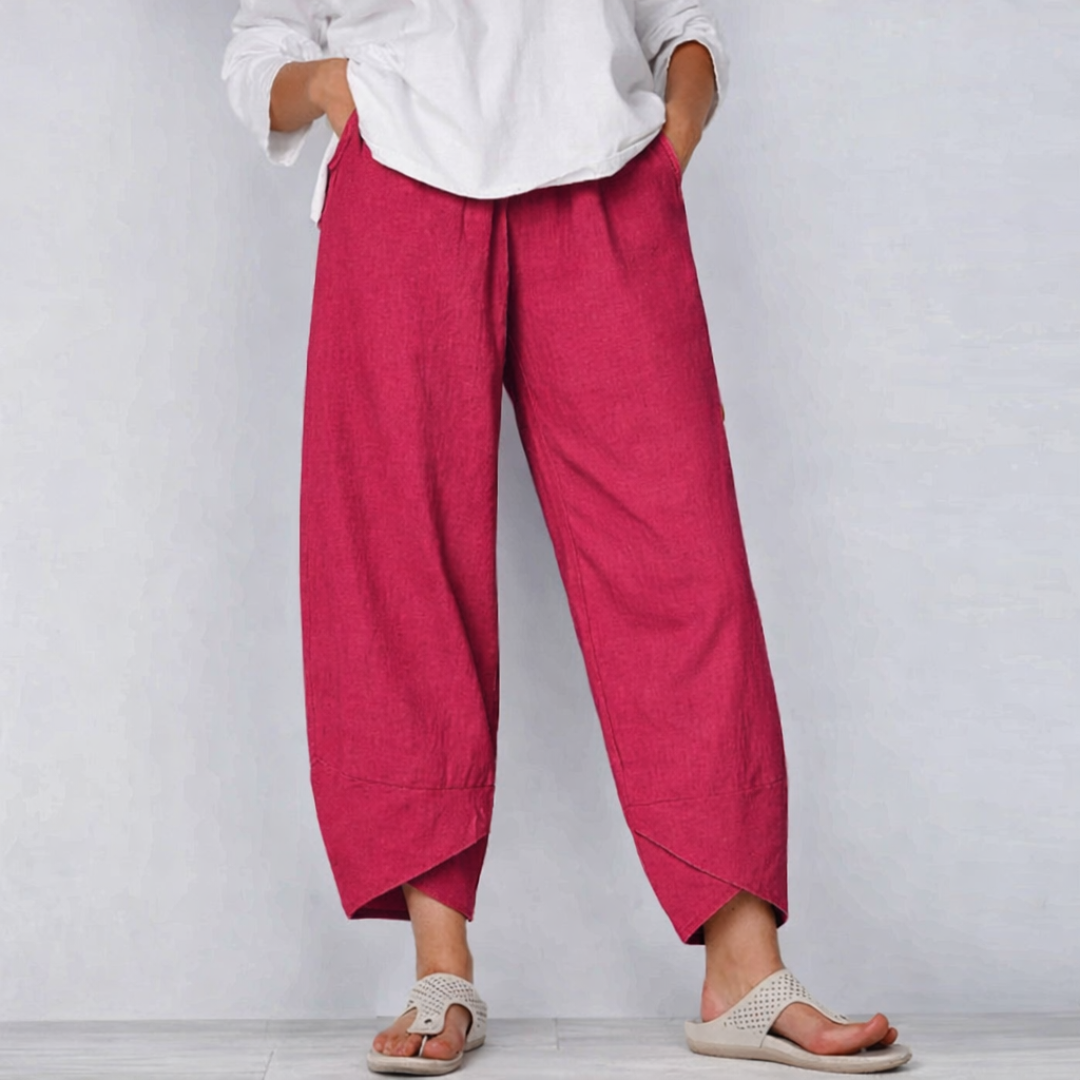 Women's Casual Wide-Leg Cropped Trousers