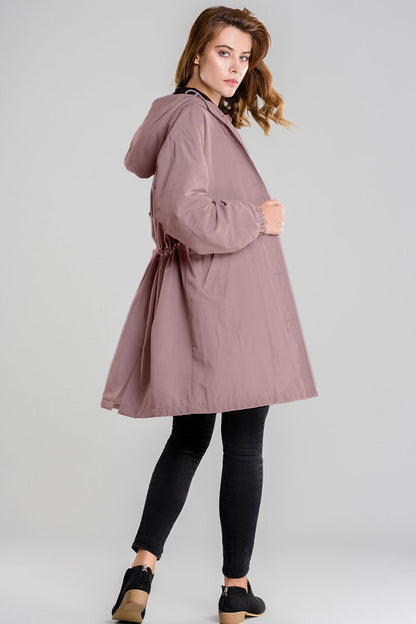 Women's Hooded Long Coat with Button Front