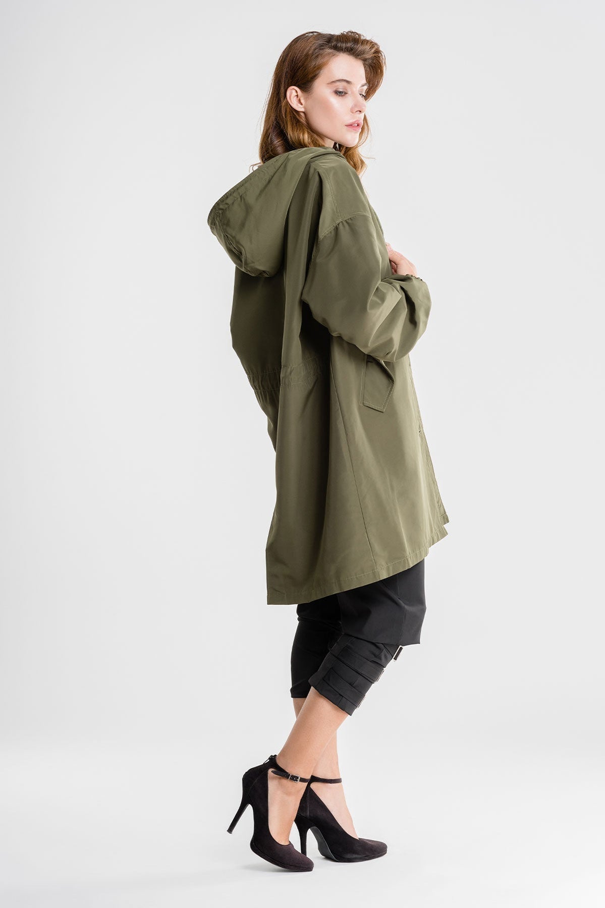 Women's Hooded Long Coat with Button Front