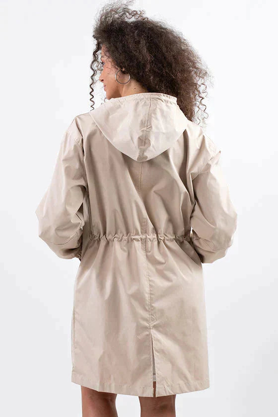 Women's Hooded Long Coat with Button Front