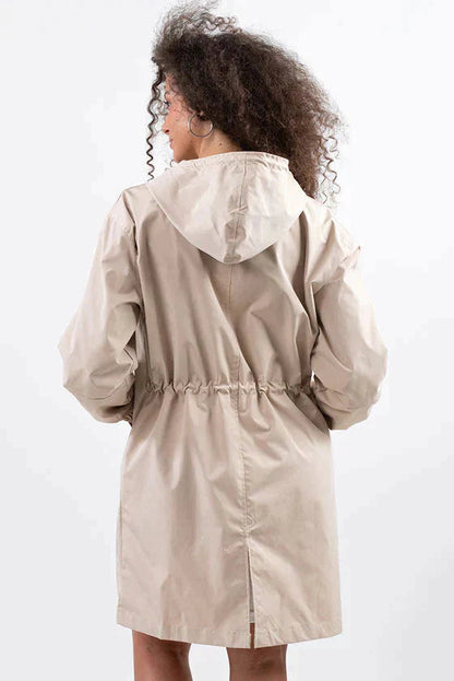 Women's Hooded Long Coat with Button Front