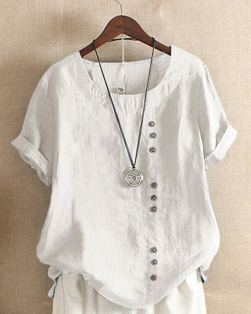 Women's Button-Accent Casual Summer Blouse