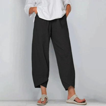 Women's Casual Wide-Leg Cropped Trousers