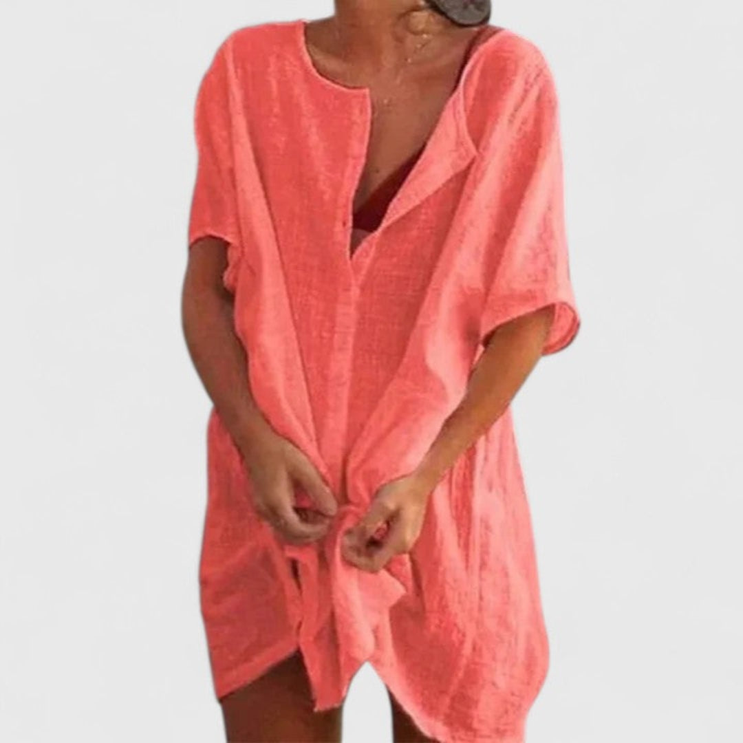 Women's Button-Front Loose Beach Cover-Up Shorts