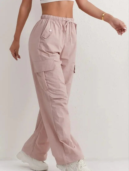 Women's Casual Drawstring Cargo Trousers with Pockets