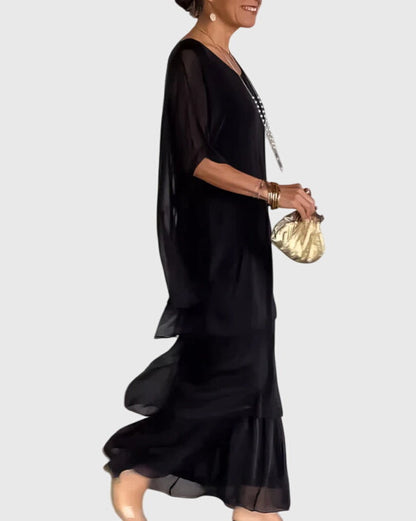 Women's Bohemian Tiered Maxi Dress with Built-In Shorts