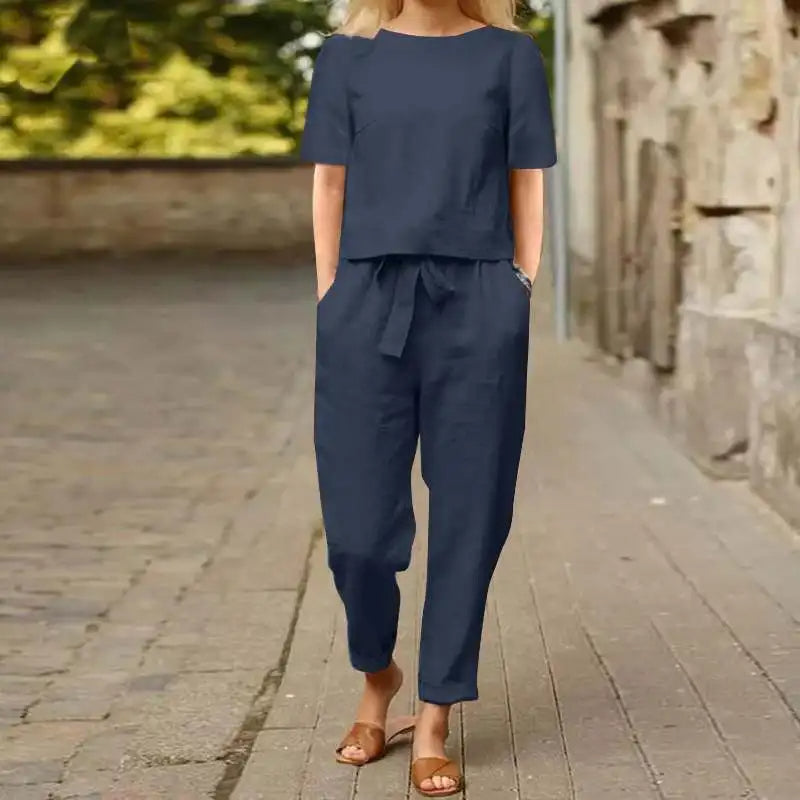 Women's Relaxed Belted Two-Piece Set