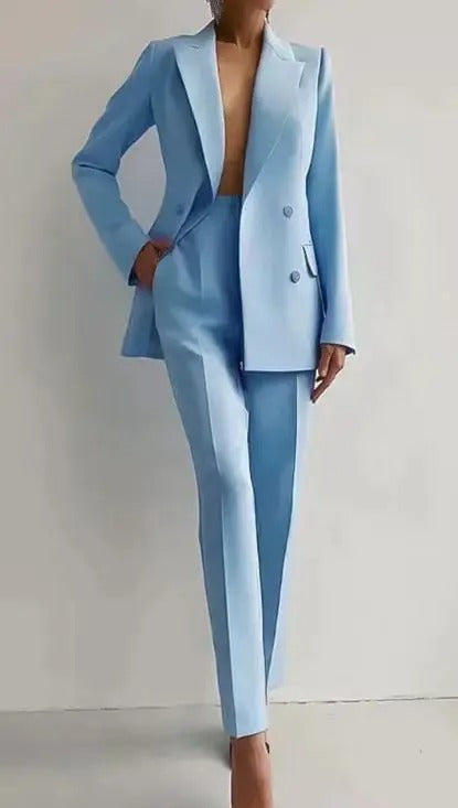 Women's Tailored Two-Piece Blazer and Trouser Suit Set