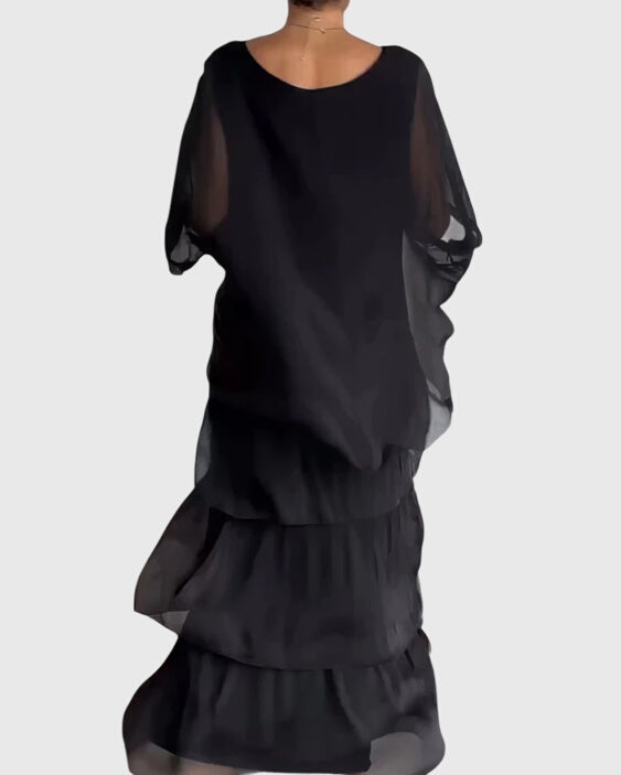 Women's Bohemian Tiered Maxi Dress with Built-In Shorts