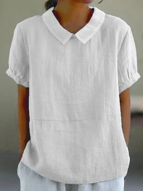 Women's Peter Pan Collar Linen Blouse