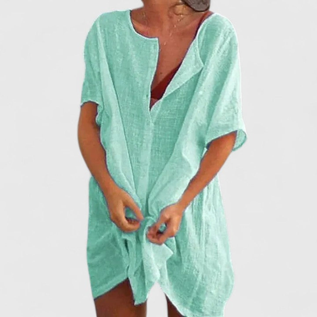 Women's Button-Front Loose Beach Cover-Up Shorts