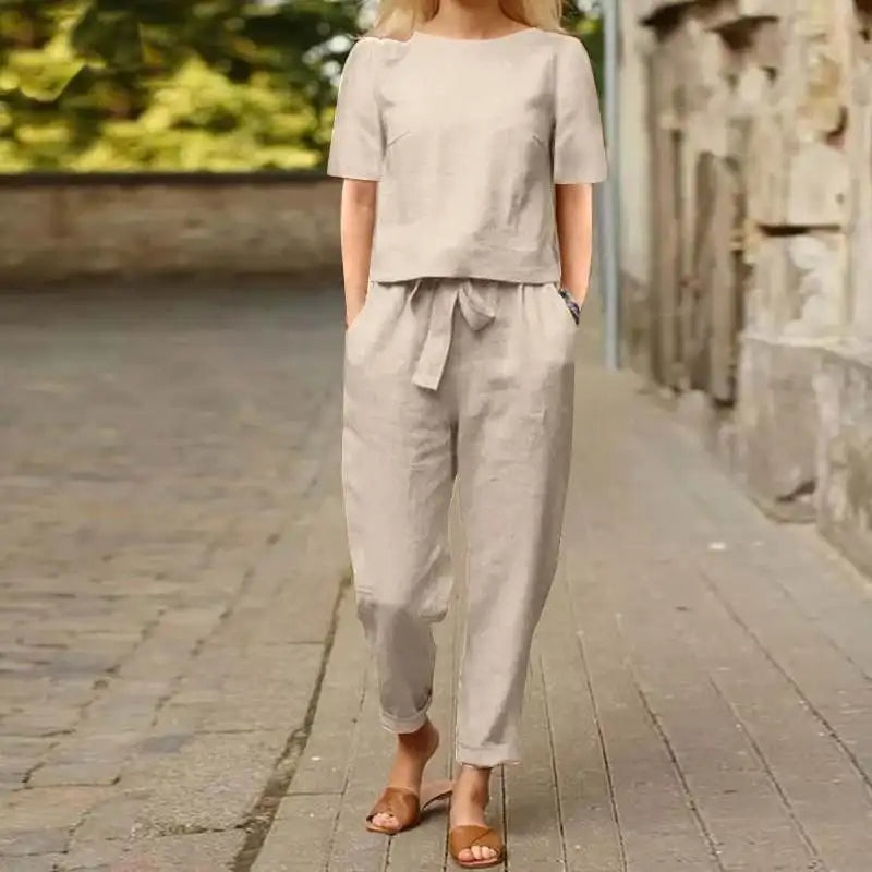 Women's Relaxed Belted Two-Piece Set