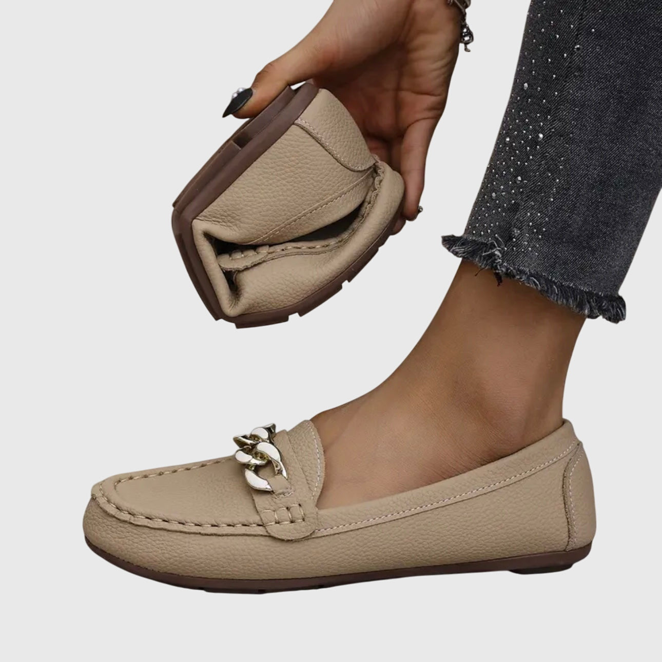 Women's Chain-Embellished Slip-On Loafers
