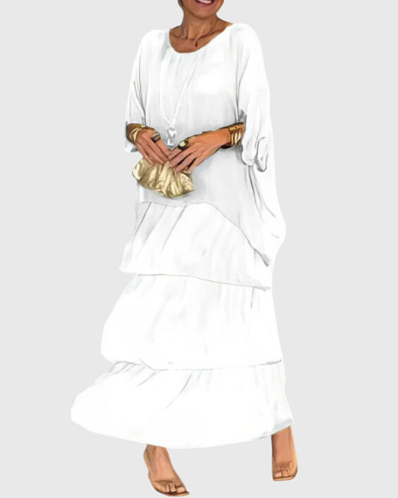 Women's Bohemian Tiered Maxi Dress with Built-In Shorts