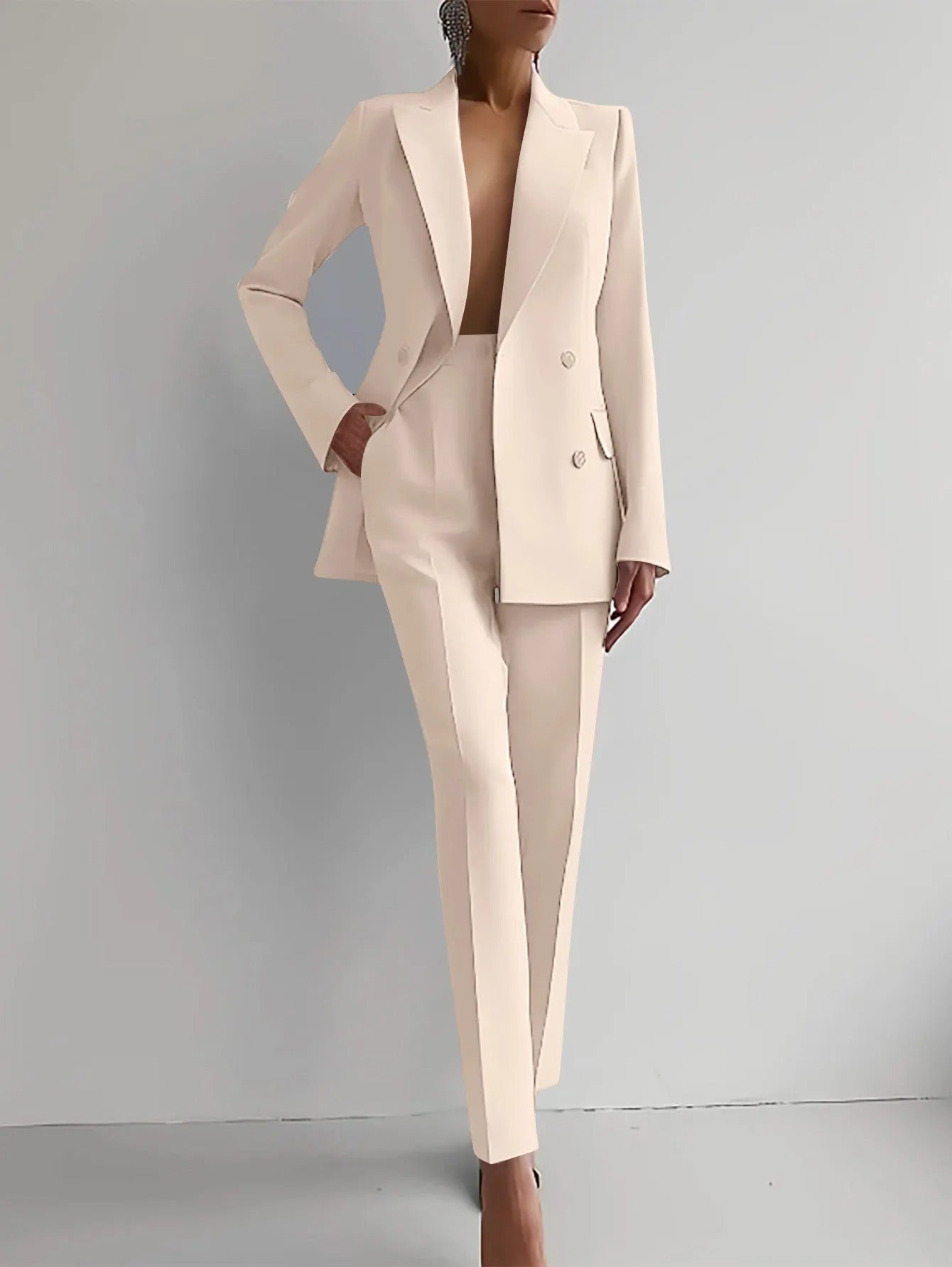 Women's Tailored Two-Piece Blazer and Trouser Suit Set
