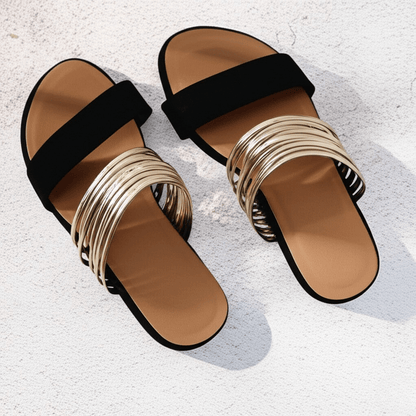 Women's Double-Strap Open-Toe Slide Flats