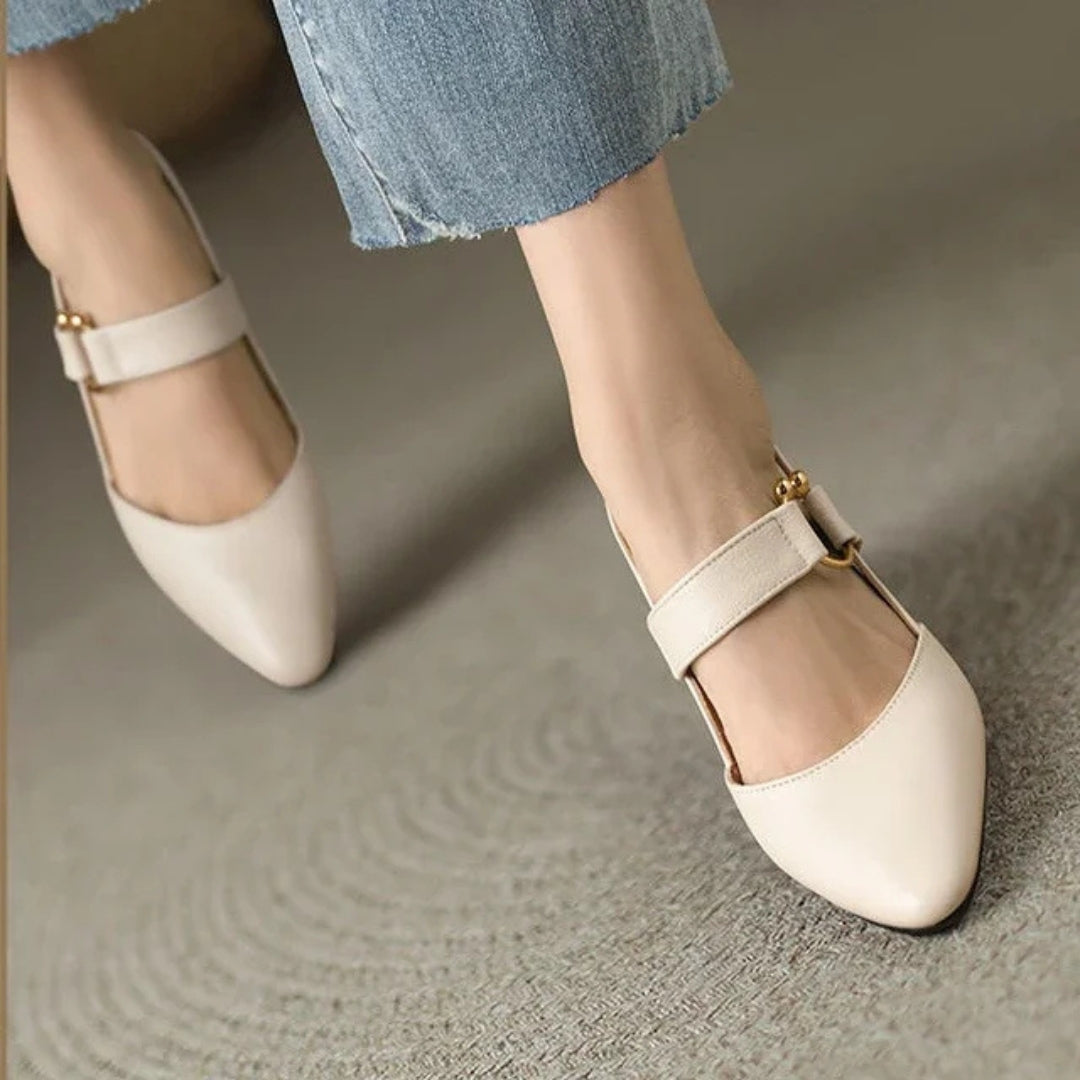 Women's Pointed-Toe Mary Jane Chunky Heel Slingbacks