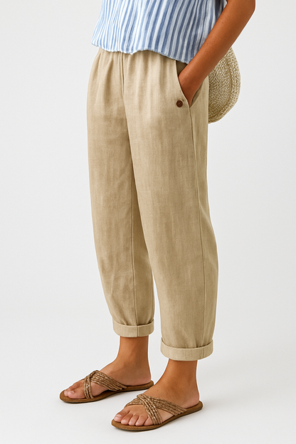 Women's Casual Cuffed Trousers with Pockets