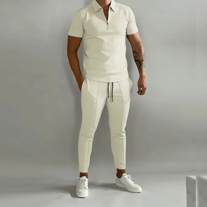 Men's Zip-Front Shirt and Pants Two-Piece Set