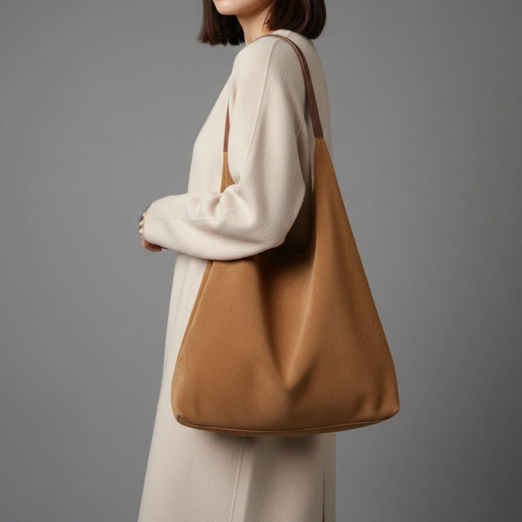 Suede Slouchy Hobo Shoulder Bag for Women