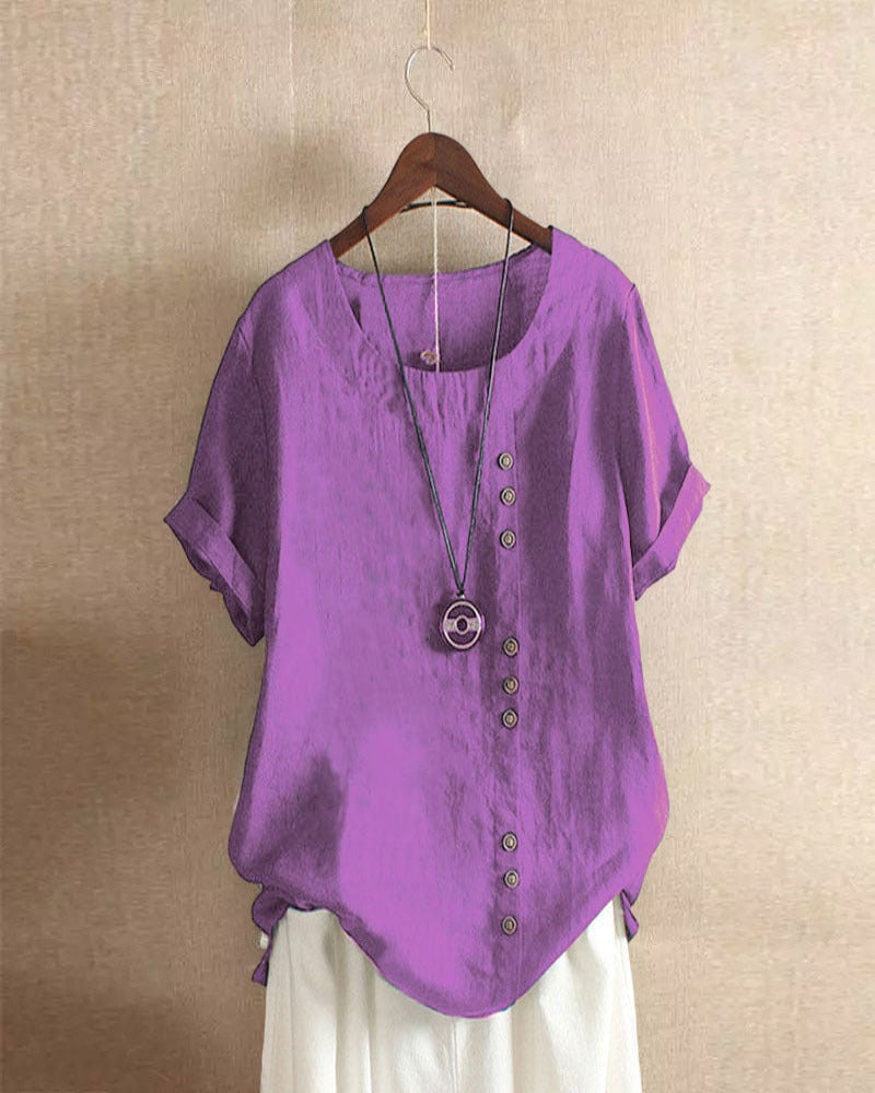 Women's Button-Accent Casual Summer Blouse
