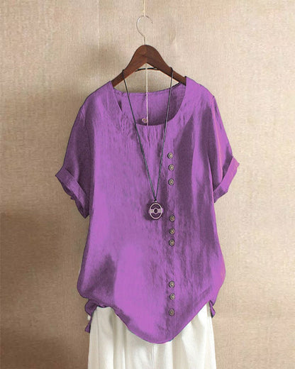 Women's Button-Accent Casual Summer Blouse