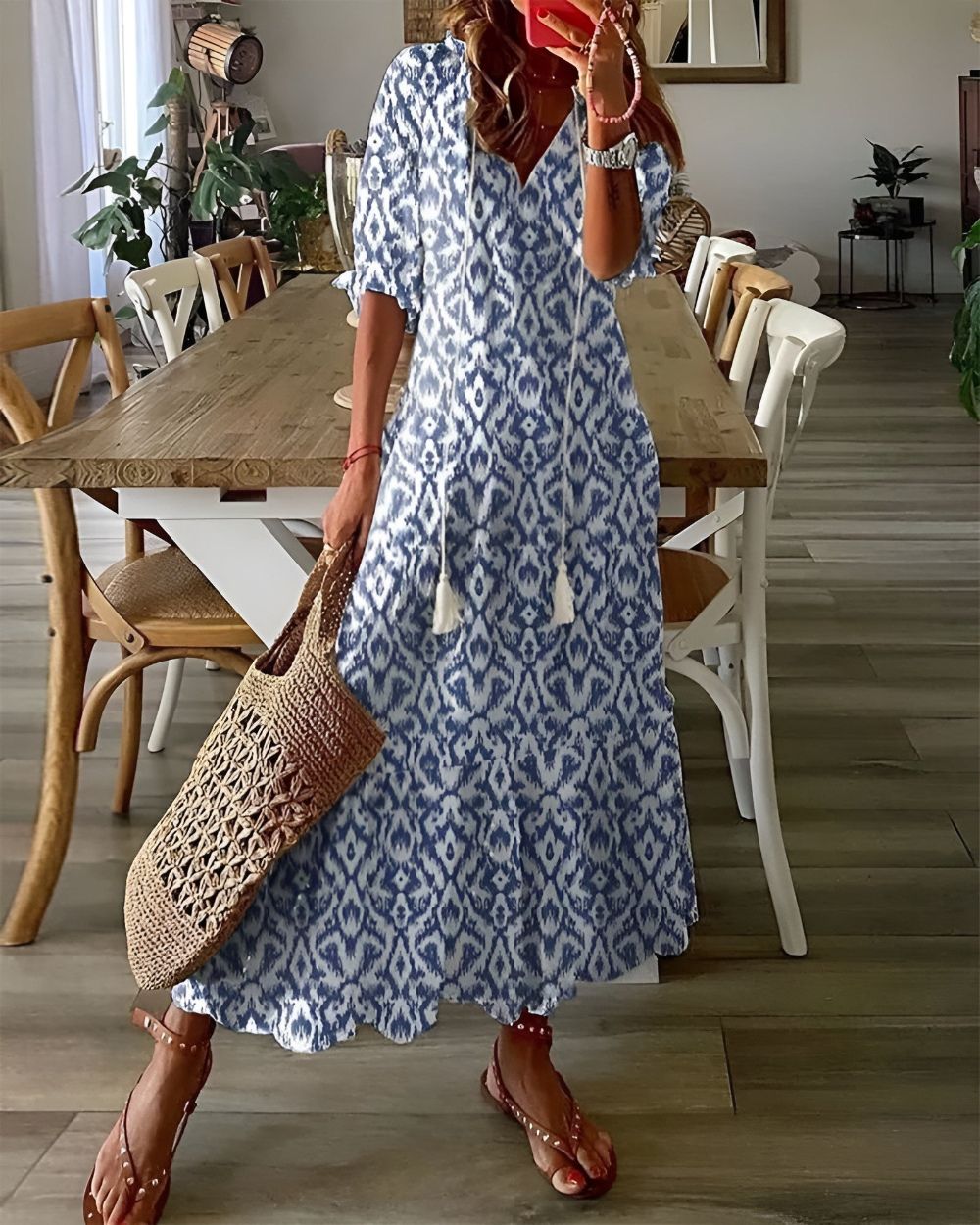 Women's Bohemian Pattern Wrap Dress