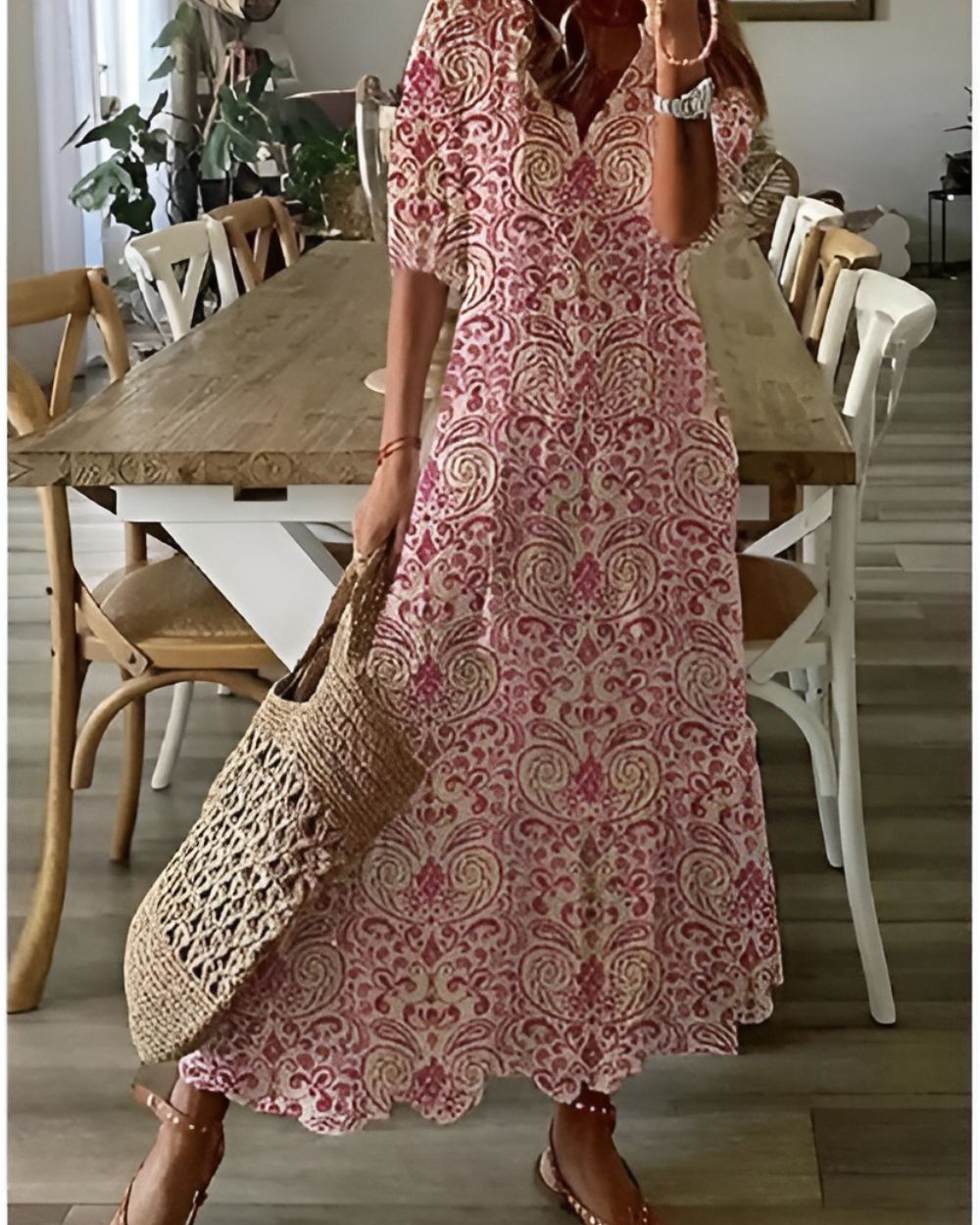 Women's Bohemian Pattern Wrap Dress