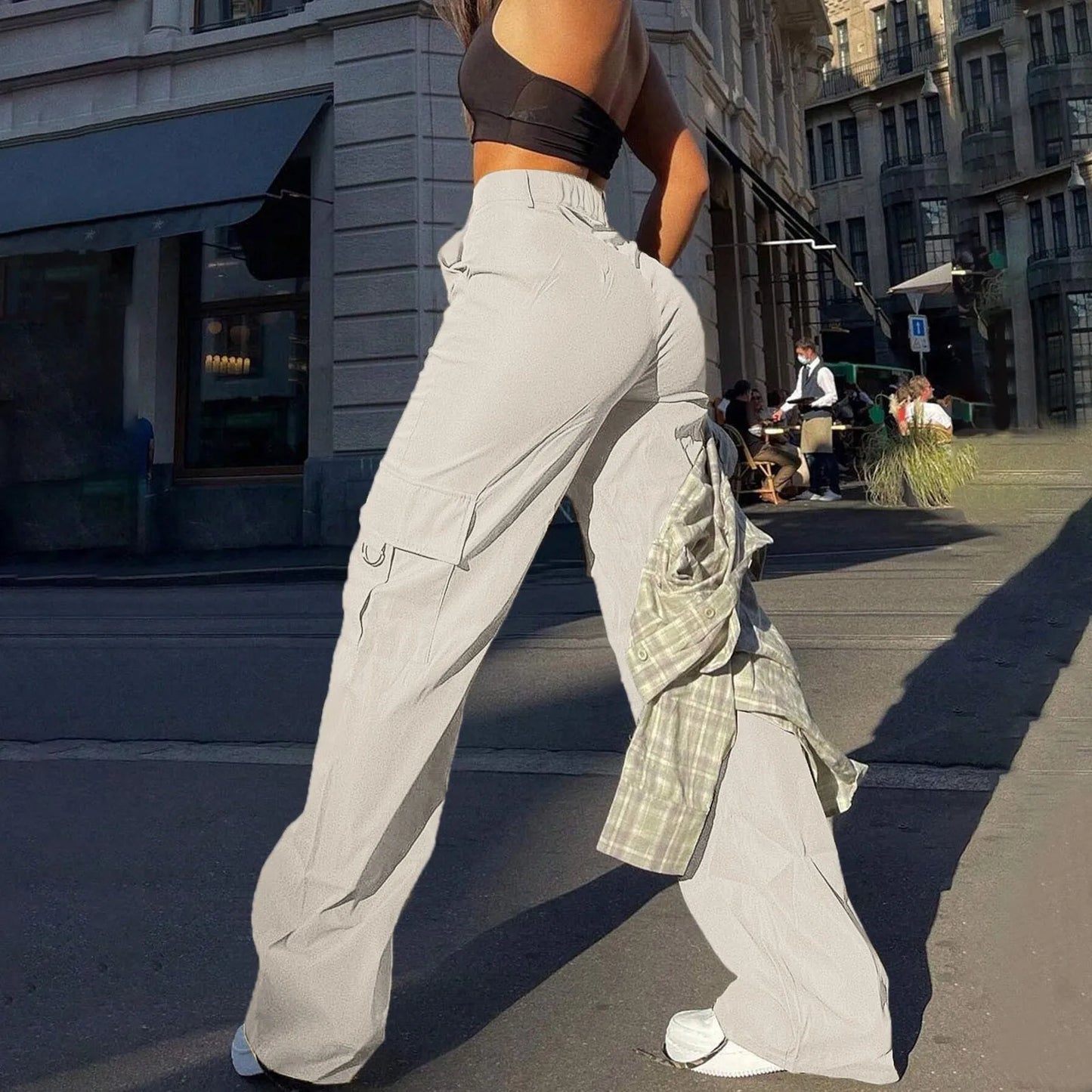 Women's High-Rise Streetwear Cargo Trousers