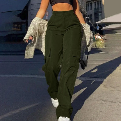 Women's High-Rise Streetwear Cargo Trousers