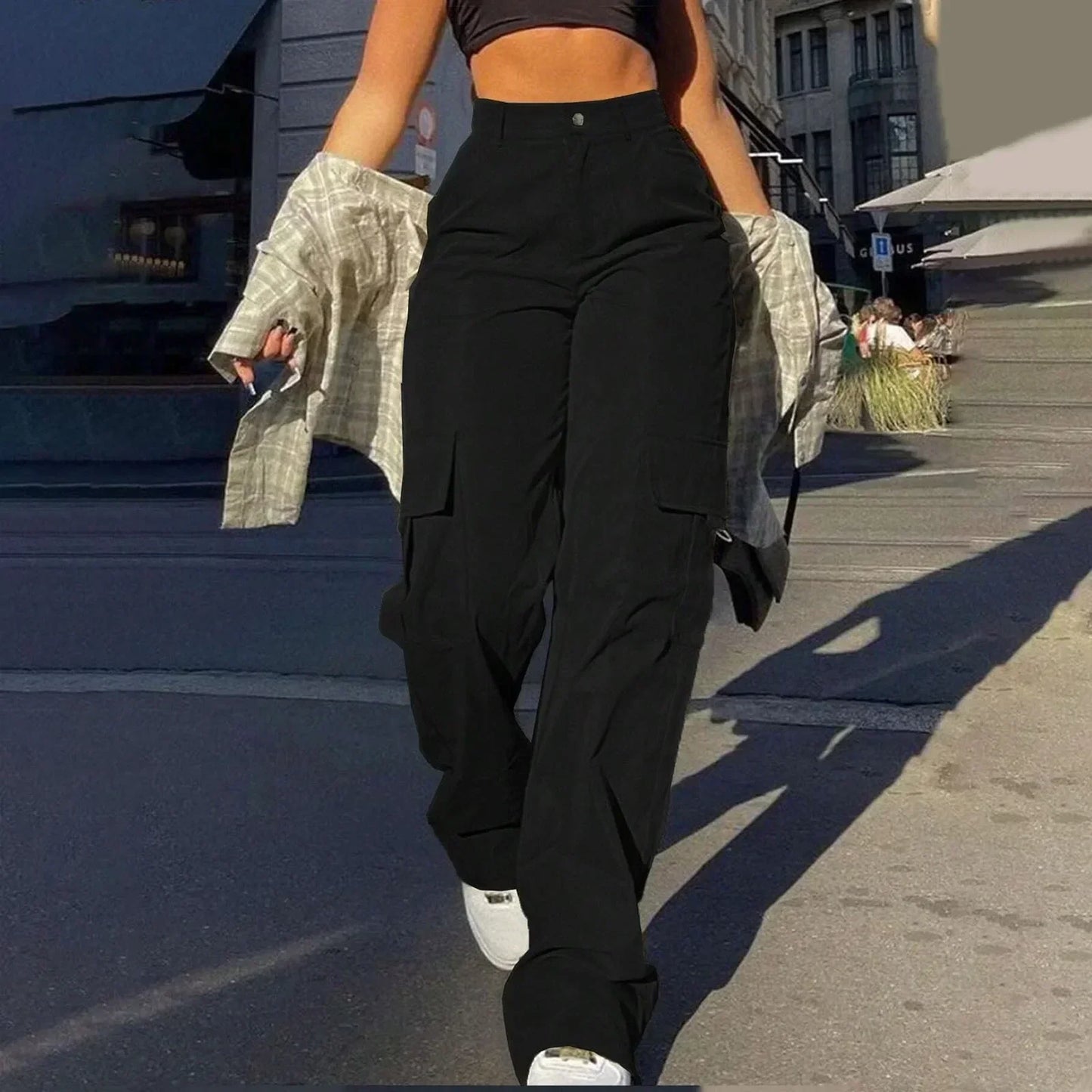 Women's High-Rise Streetwear Cargo Trousers