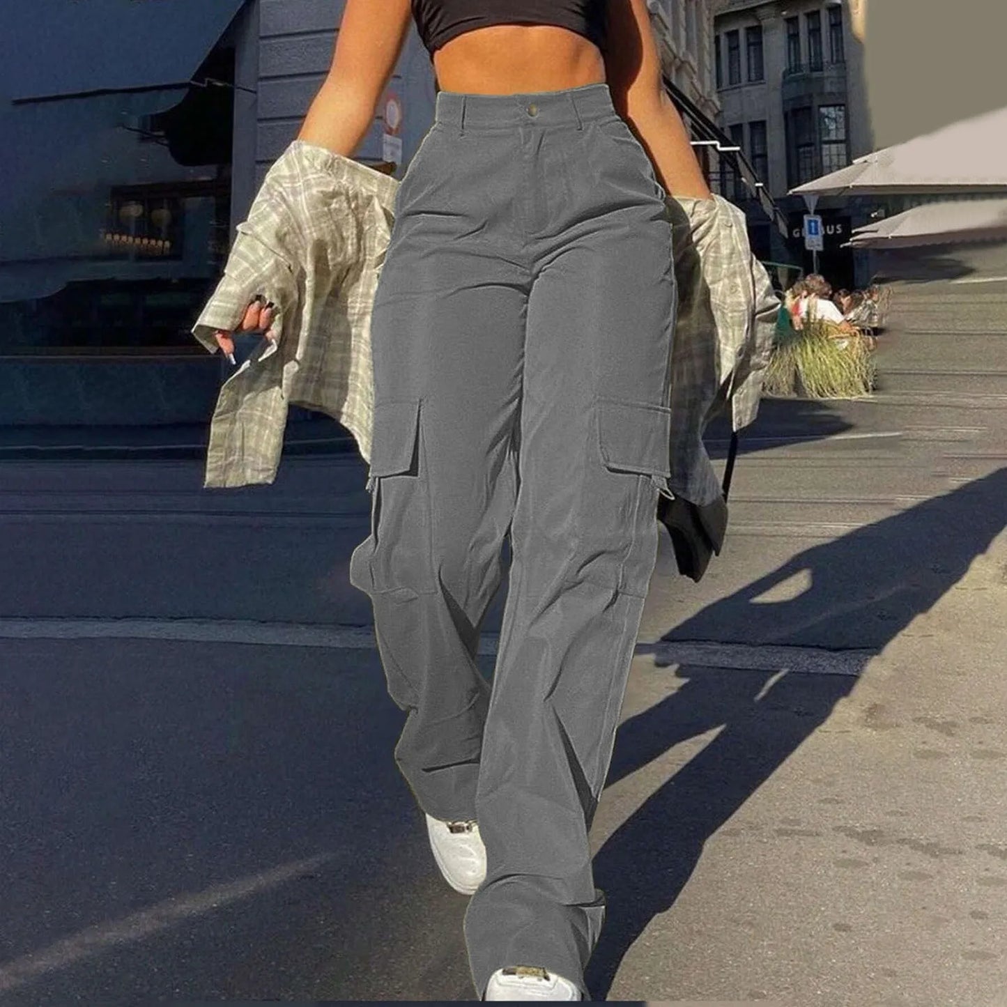 Women's High-Rise Streetwear Cargo Trousers