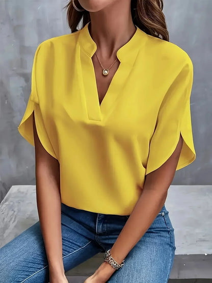 Women's Split-Sleeve Sophisticated V-Neck Blouse