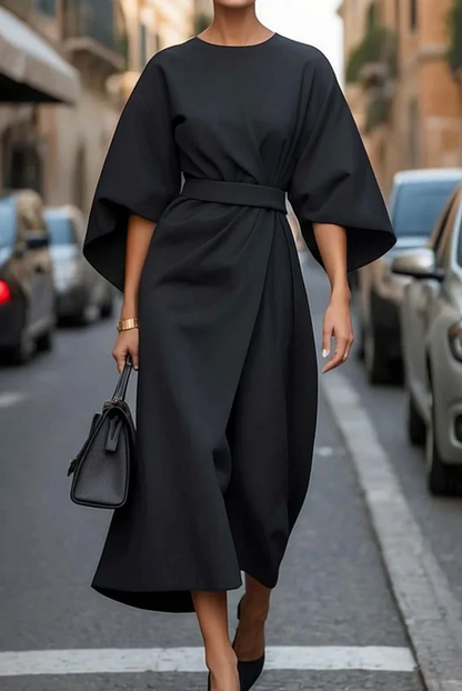 Women's Kimono-Sleeve Belted Midi Dress