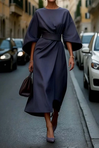 Women's Kimono-Sleeve Belted Midi Dress