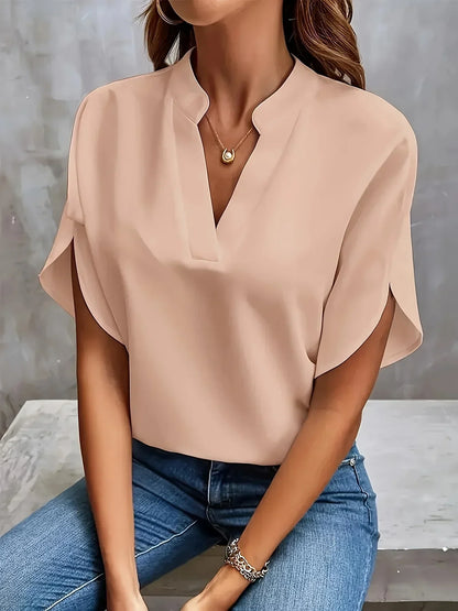 Women's Split-Sleeve Sophisticated V-Neck Blouse