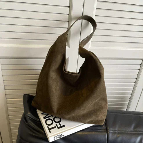 Suede Slouchy Hobo Shoulder Bag for Women