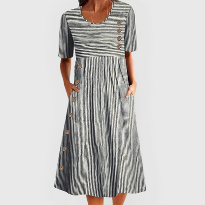 Women's Short-Sleeve Button-Accent Dress