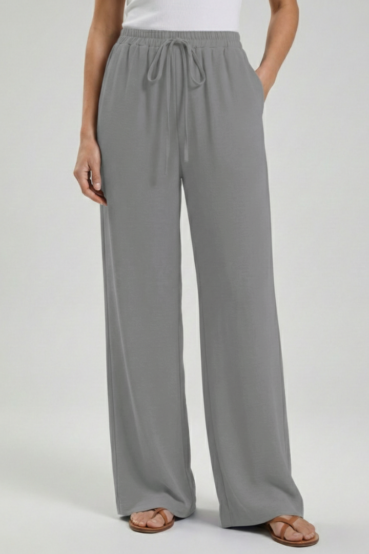 Women's Drawstring Wide-Leg Palazzo Pants with Pockets