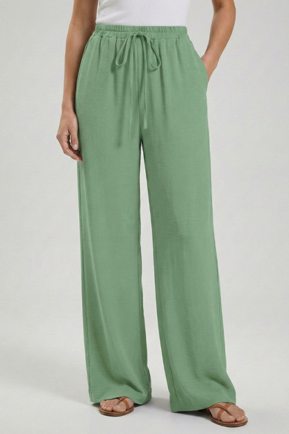 Women's Drawstring Wide-Leg Palazzo Pants with Pockets